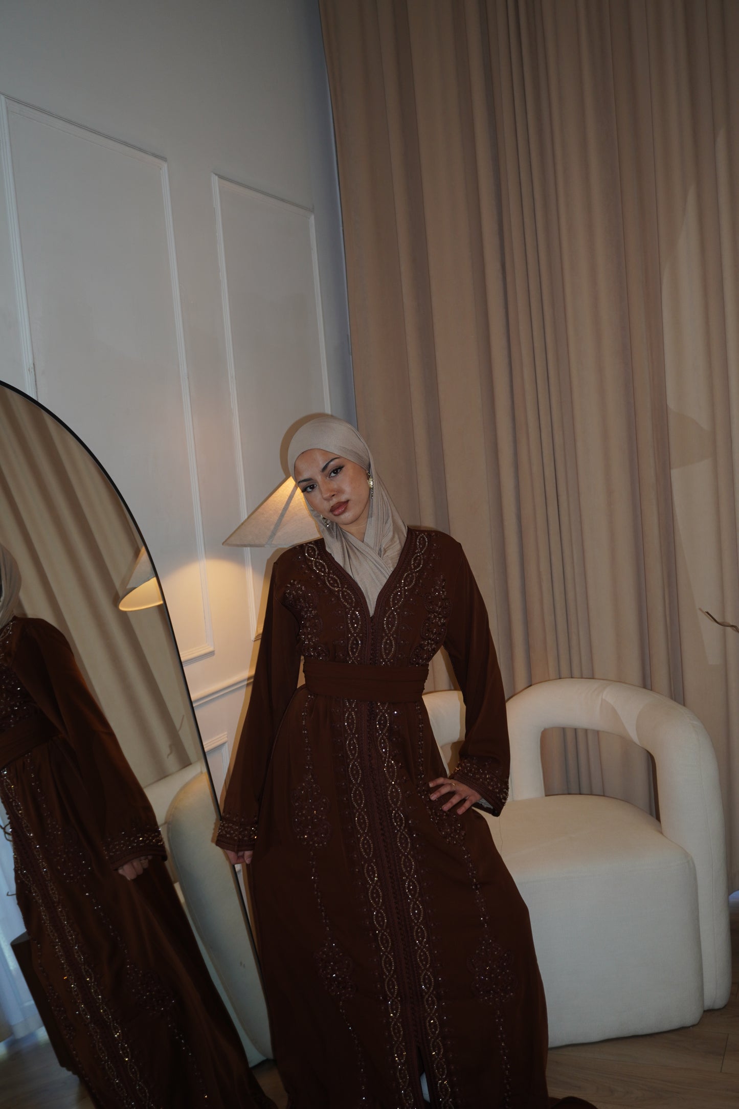 Brown Mirage Kaftan (With Belt)