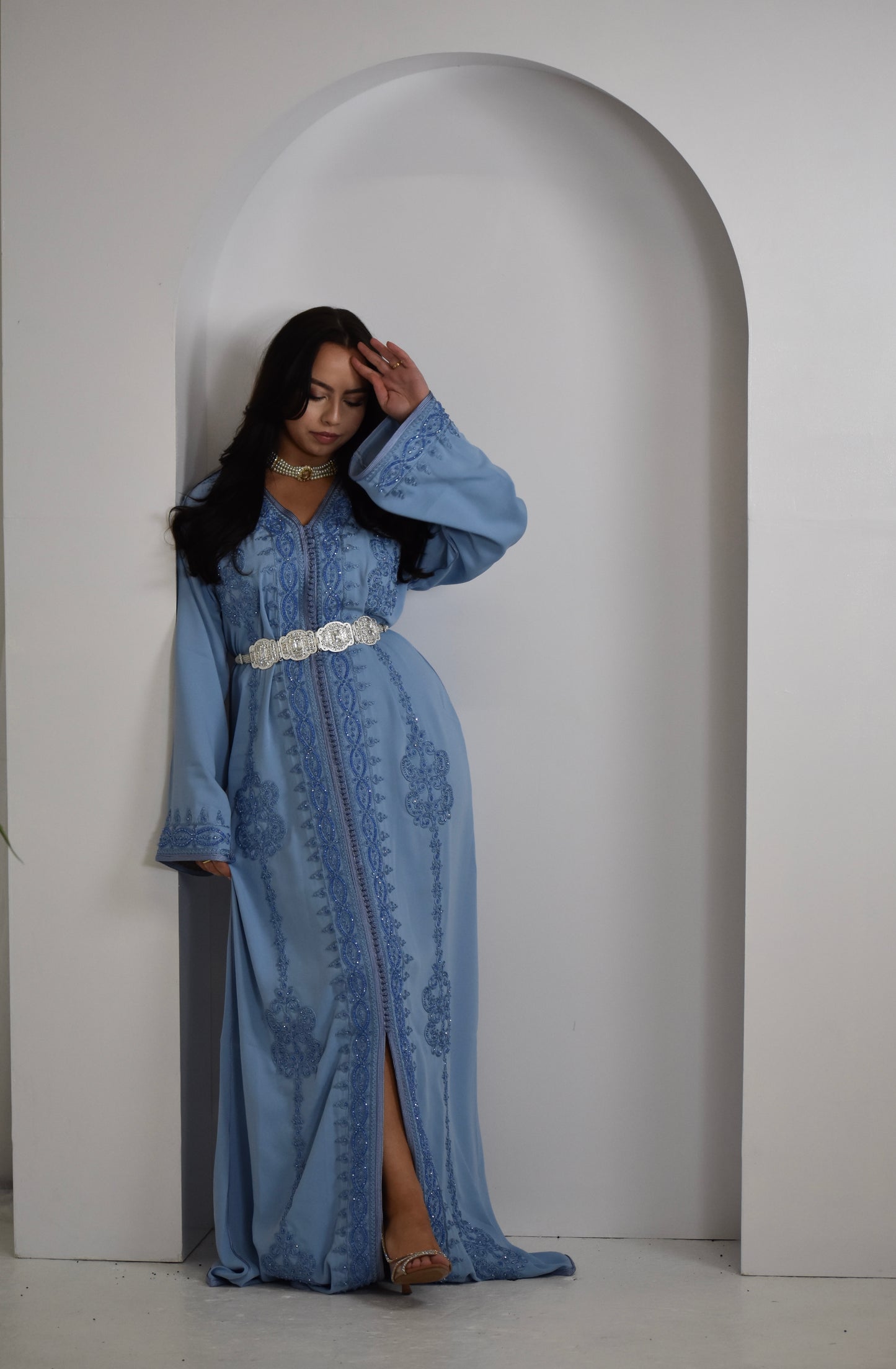 Azure Mirage Kaftan (With Belt)