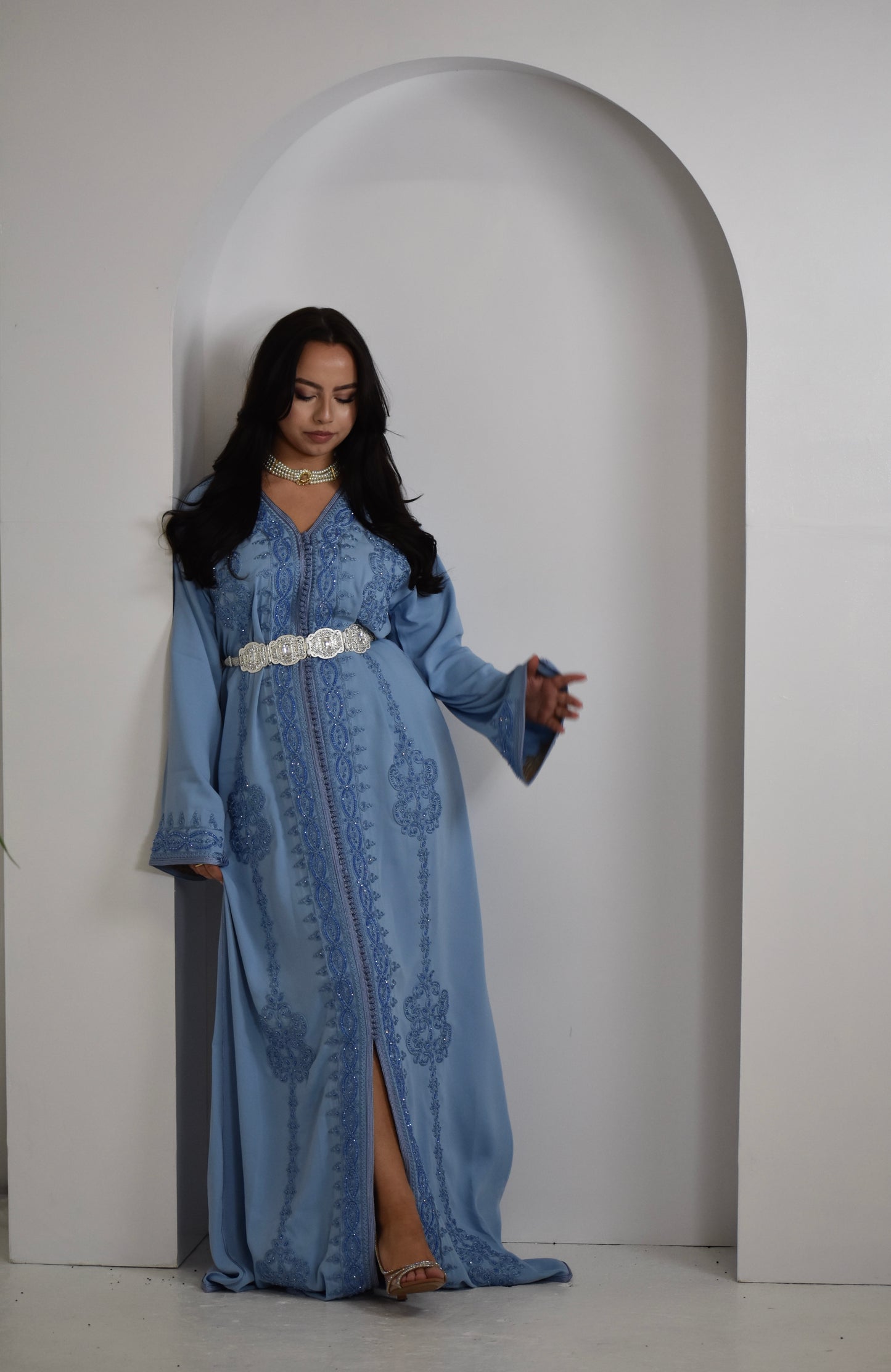 Azure Mirage Kaftan (With Belt)