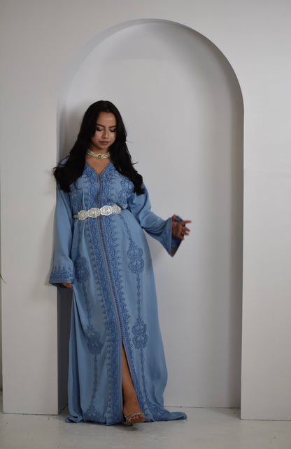 Azure Mirage Kaftan (With Belt)