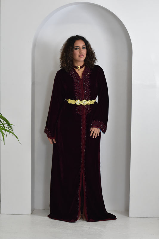 Burgundy Velvet Kaftan