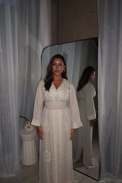 Cream Beige Mirage Kaftan (With Belt)