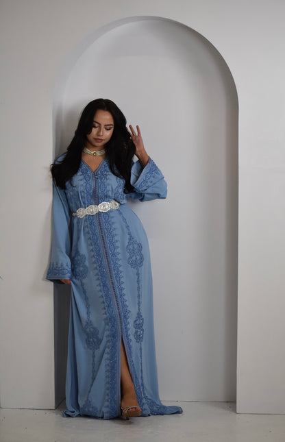 Azure Mirage Kaftan (With Belt)