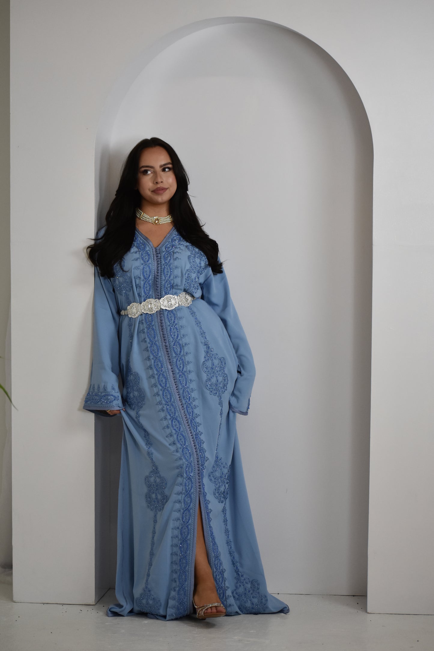 Azure Mirage Kaftan (With Belt)