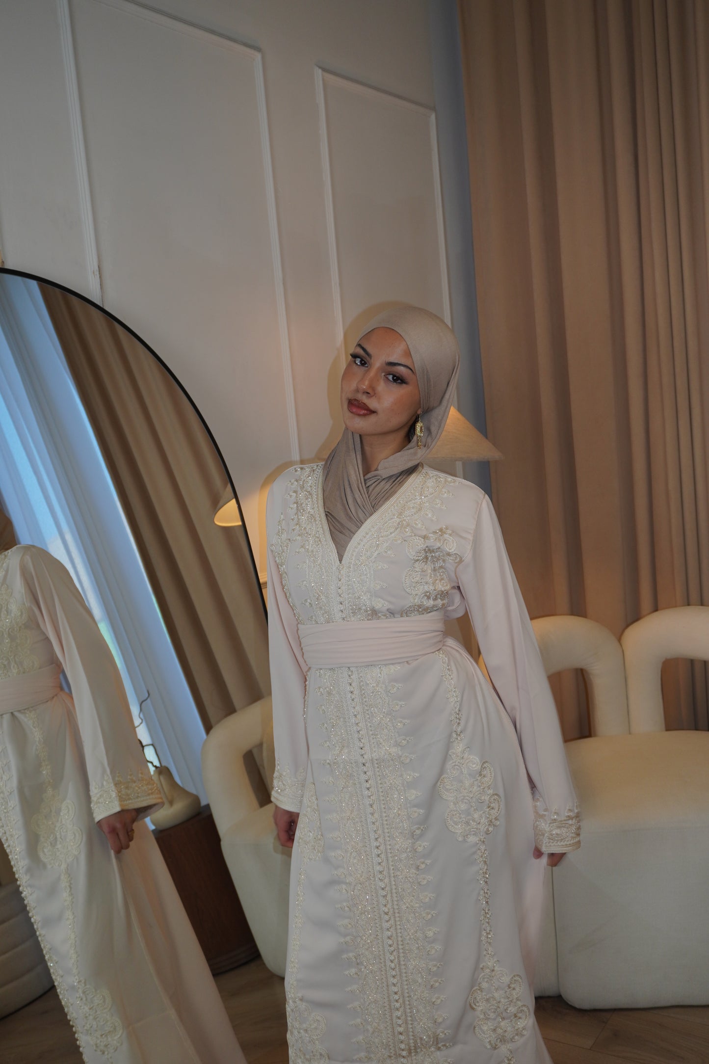 Cream Mirage Kaftan (With Belt)