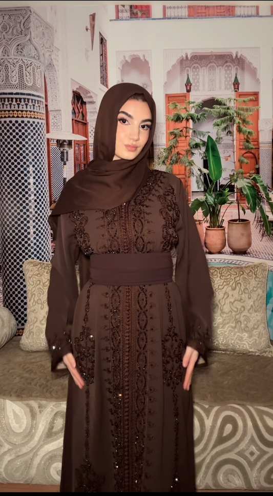 Brown Mirage Kaftan (With Belt)