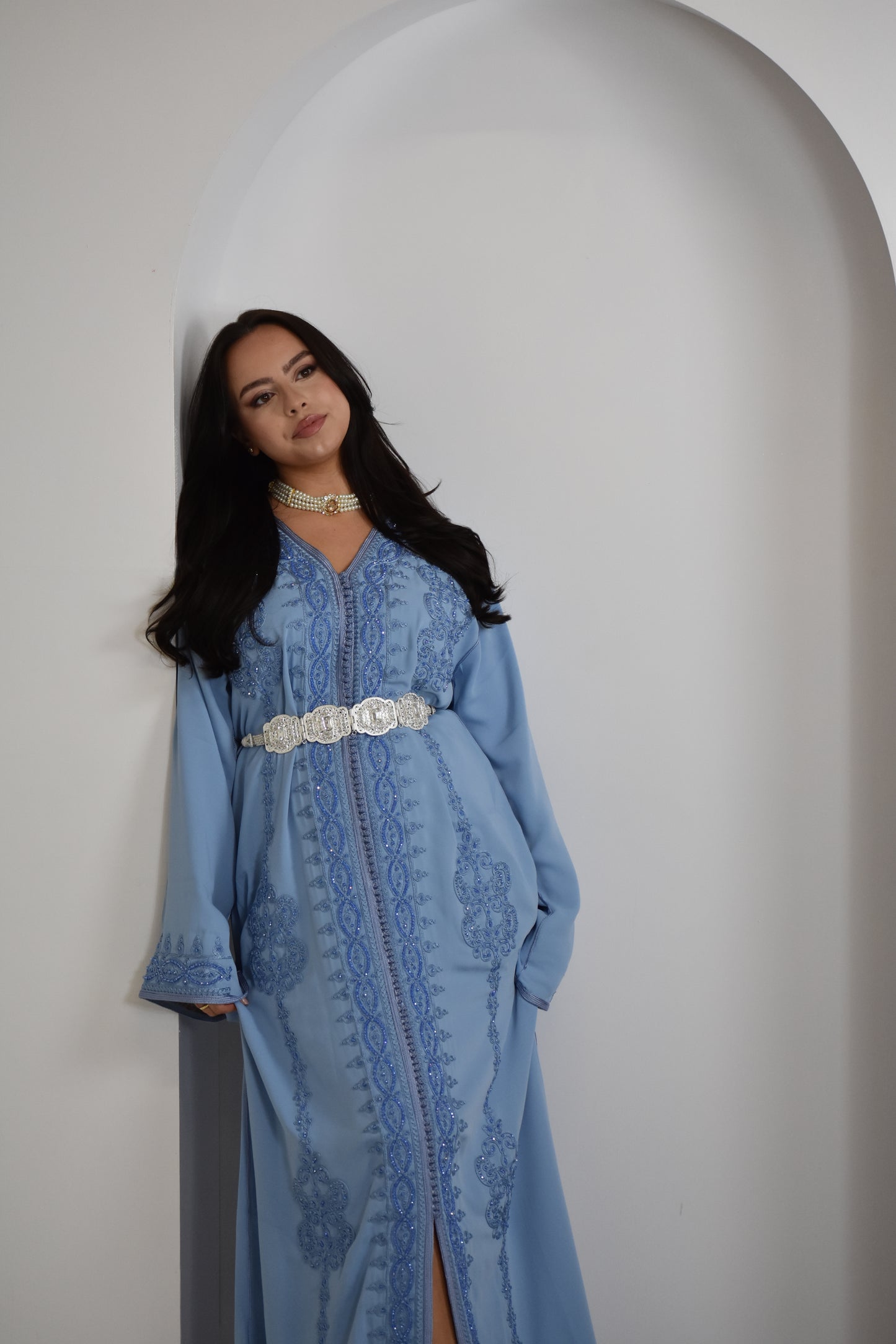 Azure Mirage Kaftan (With Belt)
